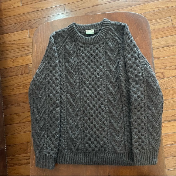Carriag Donn women’s chocolate brown 100% wool Irish fishermen’s sweater  large - Picture 1 of 4